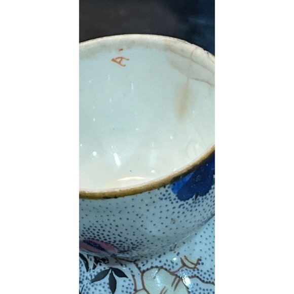 Double Egg Cup Heavy Floral Pattern Blue Pinks Greens Gold Rim Not Royal Winton - Picture 3 of 9